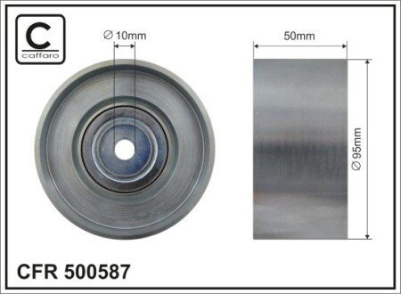 Ролик проміжний поліклинового ремня Mercedes Tourismo O 350/Travego O 580, Setra 400 OM457.941-OM457.976 10.99- 95x10x50 CAFFARO 500587