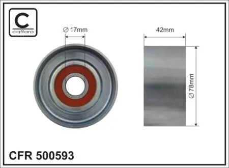 Ролик натяжного механізму поліклинового ремня Mercedes Atego/2/Axor/2/Citaro O 530/Econic/Travego O 580 10.7D-Electric 01.98- 78x17x42 CAFFARO 500593