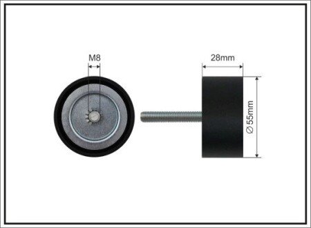Ролик проміжний поліклинового ремня Opel Astra J/J GTC/K/Cascada/Insugnia A/A Country/B/B Grand Sport/Zafira C 1.6 12.12- 55x8x28 CAFFARO 500656