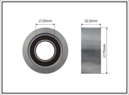 Ролик натяжного механізму поліклинового ремня Mercedes Actros MP4/MP5/Antos/Arocs/Atego 3/Citaro O 530/Econic 2/Integro O 550/Unimog, Setra 400 OM934.911-OM936.973 07.11- 75x30x32.6 CAFFARO 500660