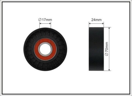 Ролик натяжного механізму поліклинового ремня Lexus ES/NX/RC/RX, Toyota Camry/Highlander/Kluger/RAV 4 III,/IV/Venza 2.0-2.7 09.08- 70x17x24 CAFFARO 500670