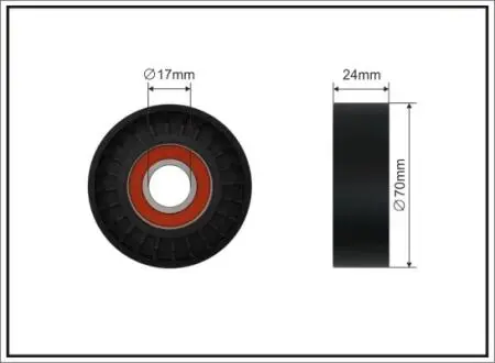 Ролик натяжного механизма поликлинового ремня. Lexus ES/NX/RC/RX, Toyota Camry/Highlander/Kluger/RAV 4 III,/IV/Venza 2.0-2.7 09.08- 70x17x24 CAFFARO 500670