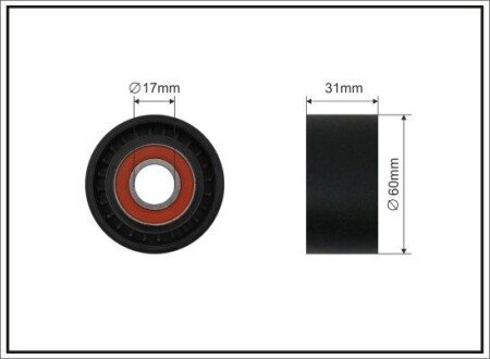 Ролик натяжного механізму поліклинового ремня Renault Grand Scenic IV/Scenic IV 1.5DH 04.17- 60x17x31 CAFFARO 500677