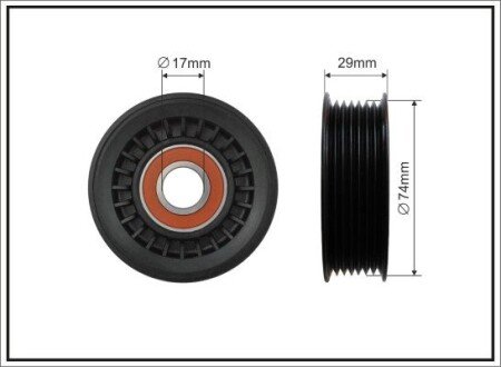 Ролик проміжний поліклинового ремня Jeep Grand Cherokee ll 2.7 CRDI 74x17x26,4 CAFFARO 500684