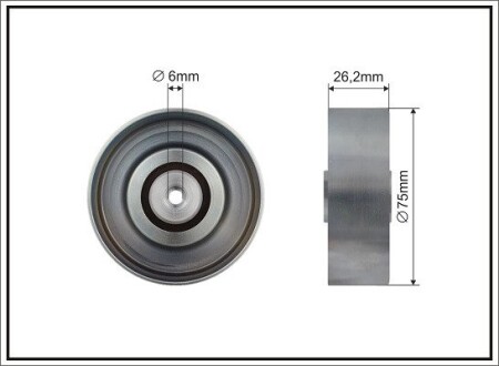 Ролик проміжний поліклинового ремня DS DS 3/4/4 II/5/7/9, BMW 1 F20/1 F21/3 F30/F80/3 F31, Citroen Berlingo Multispace/Minivan/C3 II/C3 Picasso 1.4-1.6LPG 02.06- 75x6x26,2 CAFFARO 500708