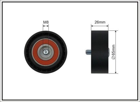 Ролик проміжний поліклинового ремня Ford Tourneo Custom V362/Transit Custom V362/Transit V363 2.2D 10.11- 65x8x26 CAFFARO 500711