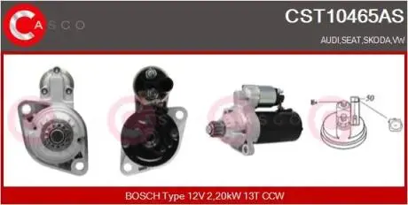 Стартер VW Caddy III/T5 2.0 TDI 09-15 (2kw) (z=13) CASCO CST10465AS