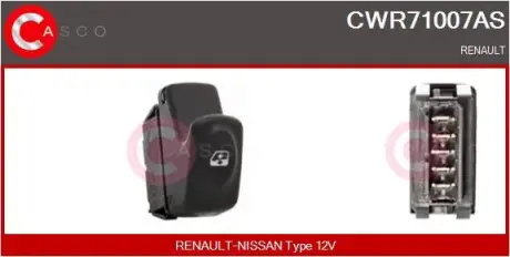 Кнопка піднімання вікна 5PIN CASCO CWR71007AS
