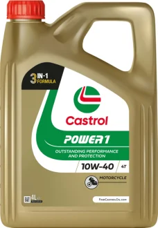 Олива для чотиритактних двигунів Power 1 10W40 4л, API SN JASO MA-2 Напівсинтетична CASTROL 15F5A1