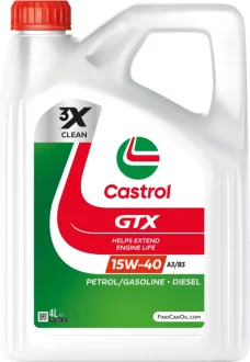 Моторна олива GTX (4L) 15W40,API SP, ACEA A3, B, FIAT 9.55535 D2, MB 229.1, VW 501.01, VW 505.00 CASTROL 15F628