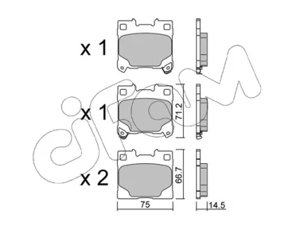 TOYOTA Комплект гальмівних колодок задні YARIS (_P21_, _PA1_, _PH1_) 1.6 GR 4WD (GXPA16) 20- CIFAM 822-1289-0