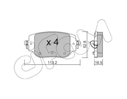 CITROEN Комплект гальмівних колодок задні JUMPY III 1.6 BlueHDi 115 16-, PEUGEOT, TOYOTA CIFAM 822-1346-0
