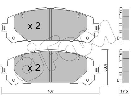 Колодки гальмівні (передніі) Toyota Rav4 20-/Highlander 19-/Kluger 21-/Suzuki Across 20- CIFAM 822-1367-0