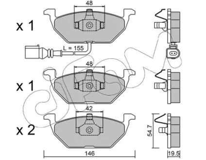 Тормозные колодки передние Caddy III/Golf V/Octavia/A3 03- (с датчиком) CIFAM 822-211-2
