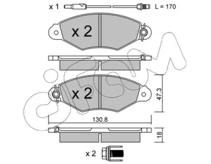 Гальмівні колодки перед. Kangoo 97-08 (Bosch) (з датчиком) CIFAM 822-253-1
