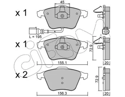Гальмівні колодки перед. Caddy III/Golf V/Passat B6/Octavia A5 CIFAM 822-549-4
