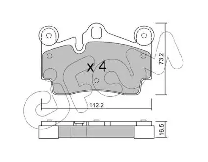 Тормозные колодки зад. Audi Q7/Touareg/Cayenne (Brembo) (112,2x73,2x16,2) CIFAM 822-655-0