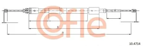 Трос ручного тормоза зад. Л/П Citroen C3 I (FC_) 2002/02- COFLE 104714