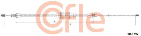 Трос ручного гальма зад. MEGANE 15- Л./Пр. (1950/1164) COFLE 10.6797