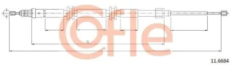 Трос ручних гальм Renault Kangoo 08- 2010/920 mm COFLE 11.6684