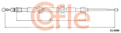 Трос ручного гальма Renault Kangoo 1.2/1.5dCi/1.6 08- (2392/1297mm) COFLE 116686