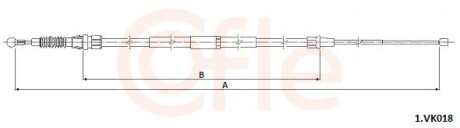 Трос ручного гальма лів./прав. (1585mm/810mm) VW JETTA IV 1.2-2.0D 04.10- COFLE 1VK018 (фото 1)