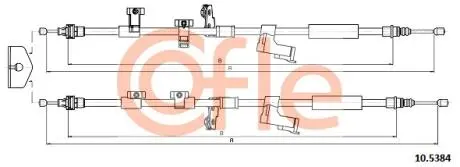 Трос ручника (задний) Ford C-Max II/Focus III 10- (1940/1870mm) COFLE 92105384