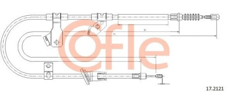 Трос ручника (задній) (R) Mitsubishi Colt/Smart Forfour 04-12 (1570/1420mm) COFLE 92172121
