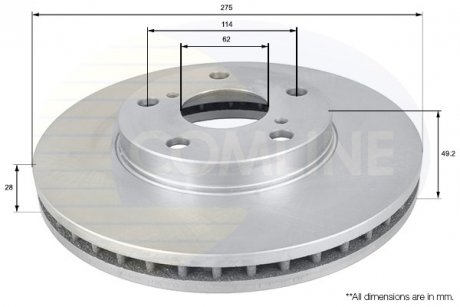 Тормозной диск COMLINE ADC0145V (фото 1)