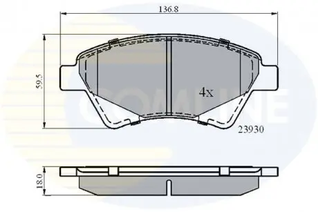 Гальмівні колодки, дискове гальмо (набір) COMLINE CBP01160