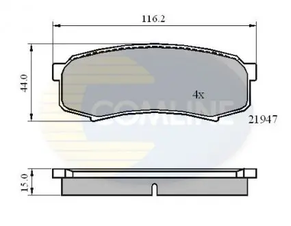 Гальмівні колодки, дискове гальмо (набір) COMLINE CBP0404