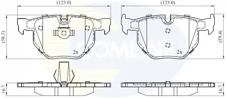 Гальмівні колодки, дискове гальмо (набір) COMLINE CBP06001