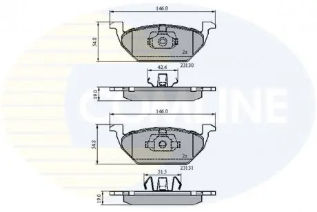 Гальмівні колодки, дискове гальмо (набір) COMLINE CBP0889