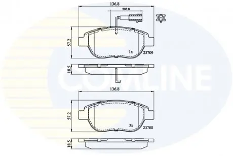 Гальмівні колодки, дискове гальмо (набір) COMLINE CBP11038