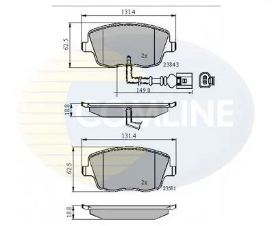 Гальмівні колодки, дискове гальмо (набір) COMLINE CBP11147