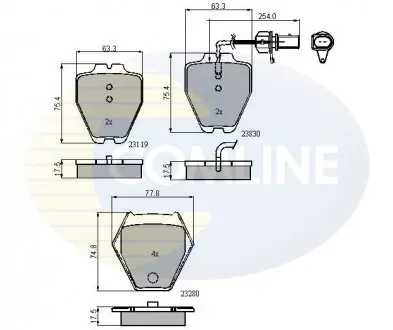 Гальмівні колодки, дискове гальмо (набір) COMLINE CBP11771