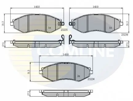 Гальмівні колодки, дискове гальмо (набір) COMLINE CBP31188