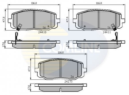 Гальмівні колодки, дискове гальмо (набір) COMLINE CBP31319