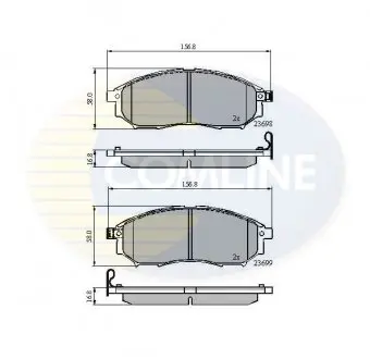 Гальмівні колодки, дискове гальмо (набір) COMLINE CBP31524