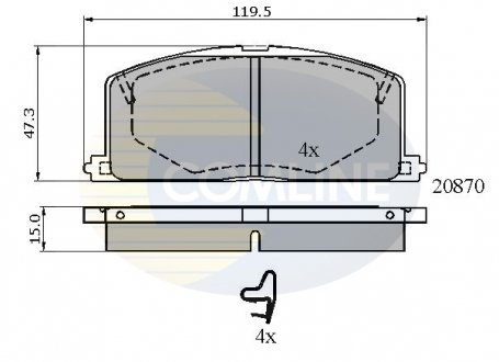 Гальмівні колодки, дискове гальмо (набір) COMLINE CBP3163