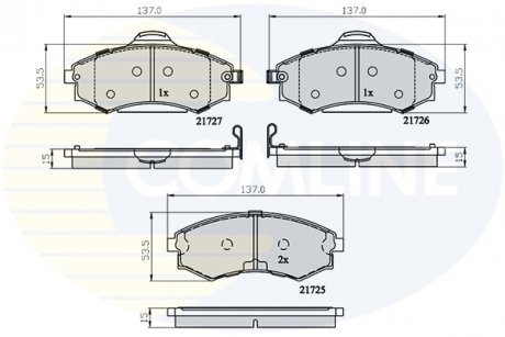 Гальмівні колодки, дискове гальмо (набір) COMLINE CBP31741