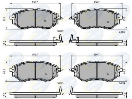 Гальмівні колодки, дискове гальмо (набір) COMLINE CBP31762