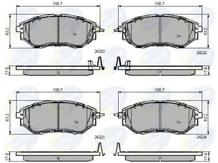 Гальмівні колодки, дискове гальмо (набір) COMLINE CBP31762