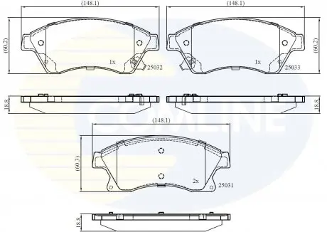 Гальмівні колодки, дискове гальмо (набір) COMLINE CBP32038