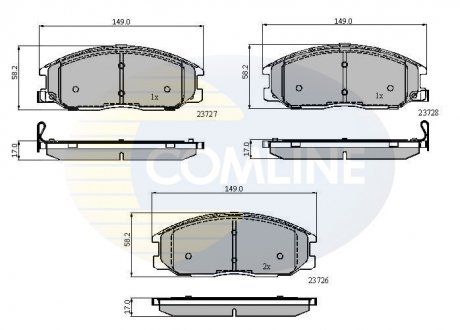 Гальмівні колодки, дискове гальмо (набір) COMLINE CBP3902 (фото 1)