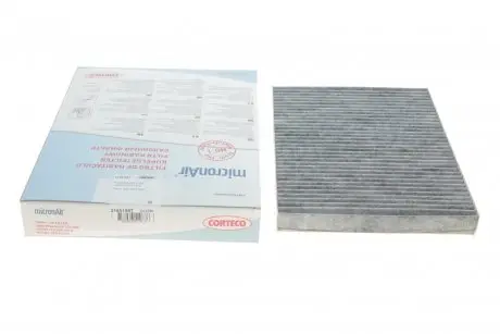 Фільтр салону VW Golf IV/Skoda Octavia/Audi A3 1.0-3.2 92-10 (вугільний) CORTECO 21651967