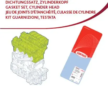 Комплект прокладок двигуна (верх) CITROEN C4 GRAND PICASSO I, C4 II, C4 PICASSO I, C5 III, C8, DS4, DS5, JUMPY II, FORD GALAXY II, S-MAX, PEUGEOT 3008, 308, 308 I, 407, 407/KOMBI 2.0D/2.0DH 03.06- CORTECO 83403617