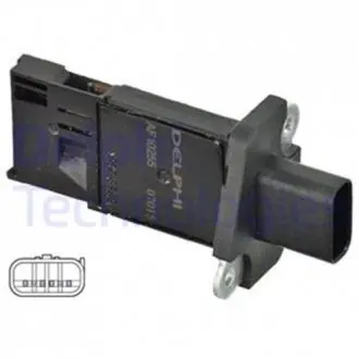 Датчик расходомера воздуха FORD/VOLVO/LANDROVER Galaxy/Mondeo/Transit/Freelander/S80/V70 "06>> Delphi AF1025512B1