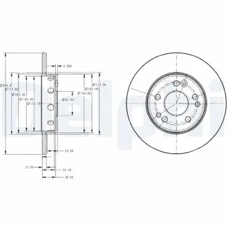 Диск тормозной MERCEDES 200(W124)/E(W124) "F D=284mm "85-95 Delphi BG2314
