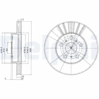 Диск тормозной TOYOTA Camry/Carina/Celica "F D=255mm "86-97 Delphi BG2596